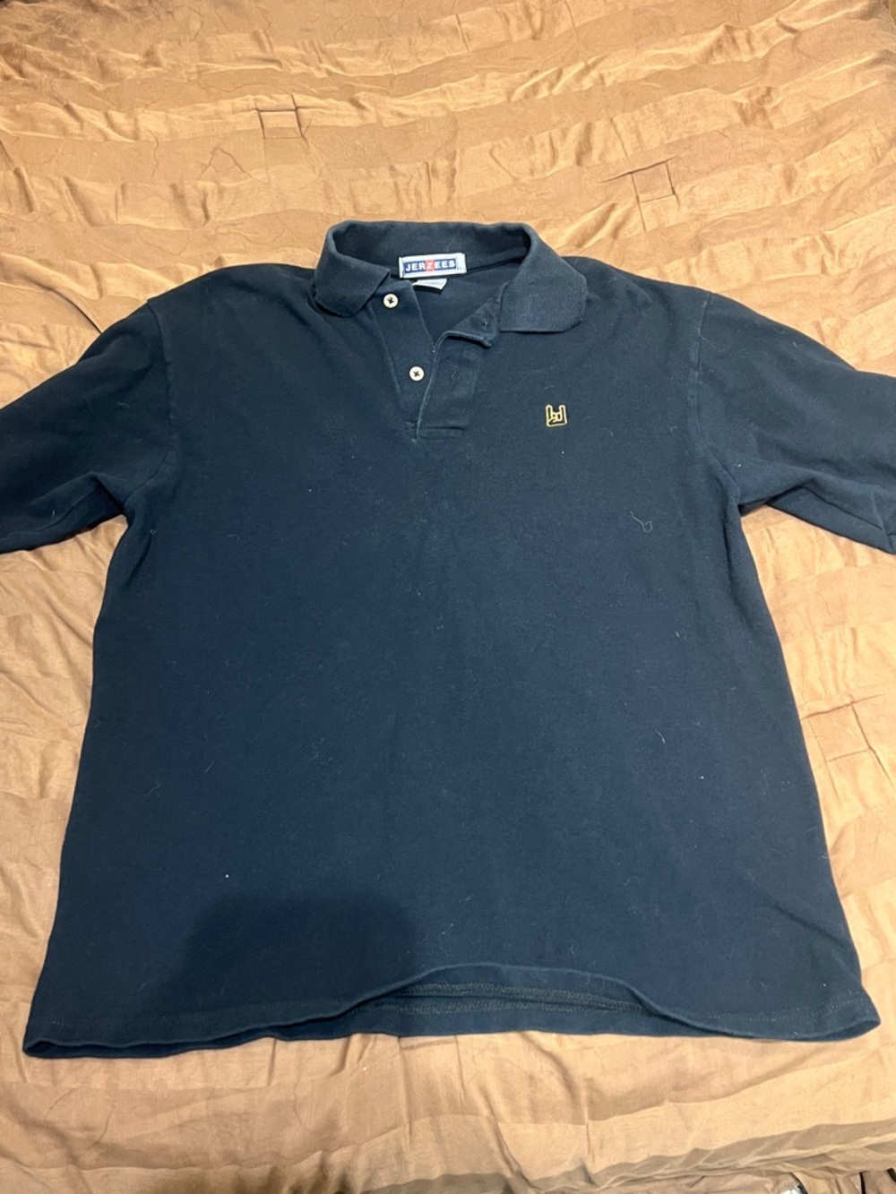 Jerzees Men's Dark Blue Polo with Small Embroidered Logo